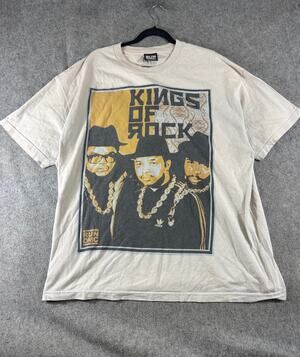 Run DMC Kings Of Rock Shirt Mens XL White Graphic Tee Hip Hop Rap Streetwear